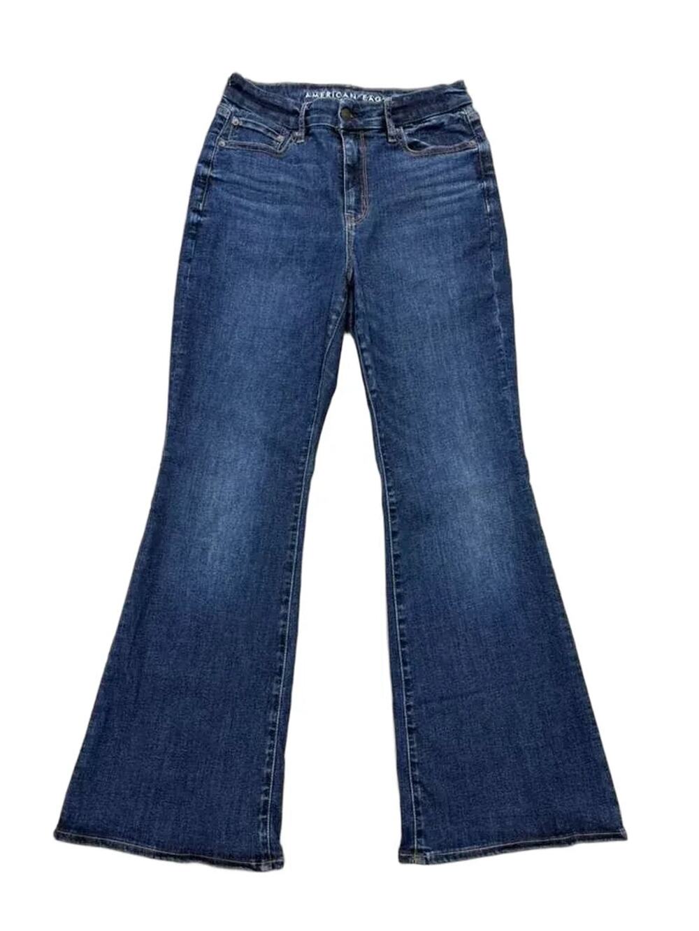 American Eagle Curvy Super High-Rise Flare Jeans Dark Blue